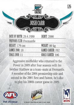 2009 Select AFL Pinnacle #126 Josh Carr Back